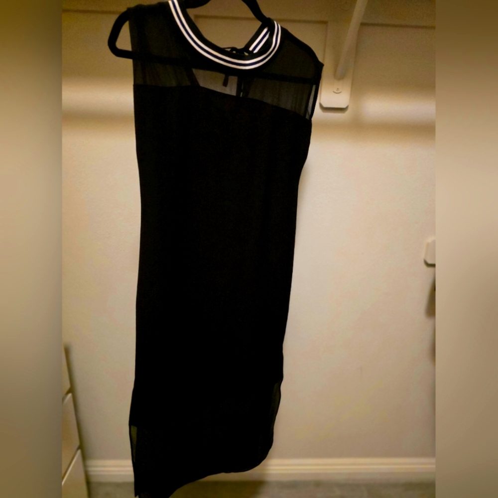 Elegant Black Dress with White Accents